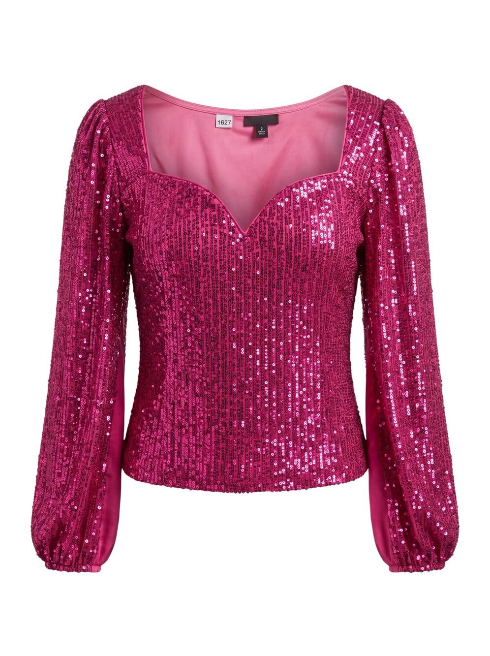 NWT Torrid Women's 2 Plus Pink Peacock Deep V-Neck Long Sleeve Sequined Blouse